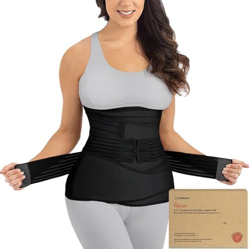 3 in 1 Postpartum Belly Support Recovery Wrap Band (Midnight Black, XL) by KeaBabies