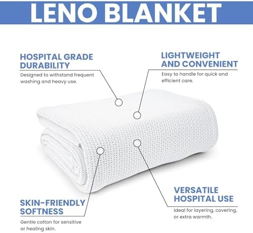 Linteum Textile Supply White Hospital Thermal Blanket 66x90 Inch 100% Cotton, Soft and Cozy, Breathable, Open-Cell Weave Design, All Season Twin Hospital Blanket (2-Pack) - Image 2