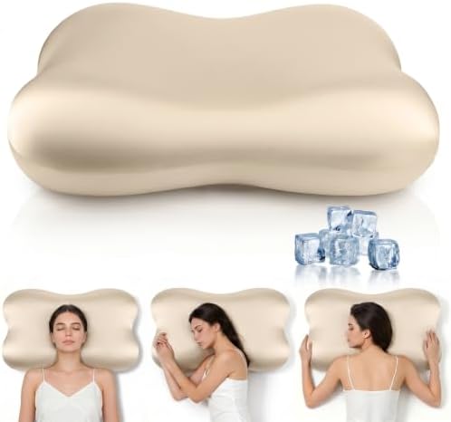 Dayme Cooling Cervical Neck Pillow – Contour Memory Foam Pillow, Champagne by Dayme
