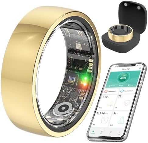 Smart Health Ring,Fitness Rings Tracker with Blood Pressure Monitor Heart Rate Blood Oxygen Sleep Monitor IP68 Waterproof Step Counter Calorie Tracker Health Rings for Women Men Android iOS Phones by Unknown