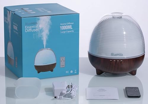 BlueHills 1000 ML Essential Oil Diffuser Humidifier Remote Large Dark Wood - Image 6