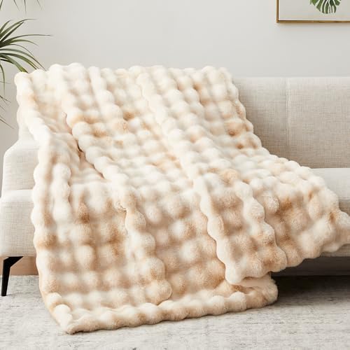 Anysay Faux Fur Throw Blanket,1000GSM Fluffy Soft Bubble Blanket 90''*104'' - Image 5