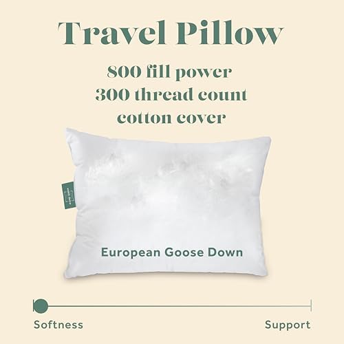 ComfyDown 800 Fill Power European Goose Down Travel Pillow – Egyptian 300 Thread Count 100% Cotton Cover, Neck Support for Plane, Car & Home, Made in USA, 12x16, Medium - Image 3