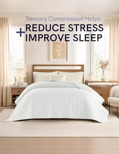 YnM Cooling Weighted Blanket for Adults, 10lbs Heavy Bed Throw for One Person of 90lbs, Perfect for Hot Sleepers or Warm Climates with Rayon/Glass Beads(48x72 Inches,Twin/Full Bed, White) - Image 3