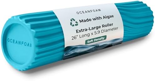 Oceanfoam Tsunami Roller (Miami Blue) - Extra-Large, 26" x 5.9" - Soft, Textured Foam Roller for Physical Therapy, Back Pain, Exercise & Stretching - Wave Textured - Yoga, Athletics, & Wellness by Oceanfoam