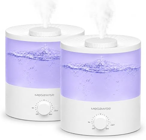 H1-XIT 2 Pack of 2L Cool Mist Humidifier, Top Refill, Nano Fine Mist Out Put, No Leakage for baby, bedroom, living room by MEGAWISE
