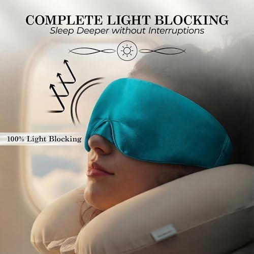 SLEEP SANCTUARY 100% Pure Mulberry Silk Sleep Mask - 22 Momme Light Blocking Hook & Loop Silk Eye Mask for Sleeping - Secure Fit for Side Sleepers, Women & Men - Cloud Soft (Peacock Blue) - Image 3