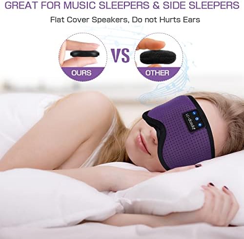 LC-dolida Sleep Headphones, Silk Sleep Mask Bluetooth Wireless Music Eye Mask, Sleeping Headphones for Side Sleepers Sleep Mask with Bluetooth Headphones Ultra-Thin Stereo Speaker Perfect for Sleeping - Image 3