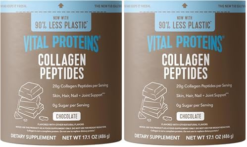 Vital Proteins Grass Fed Collagen Powder Supplement (Type I, III) for Skin Hair Nail Joint - Hydrolyzed Collagen, Grass Fed, Dairy and Gluten Free - Chocolate Flavor, 17.1 oz Canister (Pack of 2) by VitalProteins