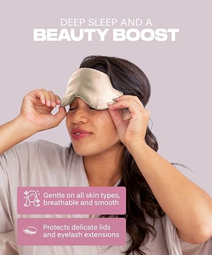 SUNDAYSILKS™ Exclusive Mulberry Silk Sleep Mask | Soft Eye Covers, Blackout Sleeping Mask for Women & Men | Silk Eye Mask for Sleep, Travel, and Relaxation | Antifaz para Dormir [Nude Champagne] - Image 5