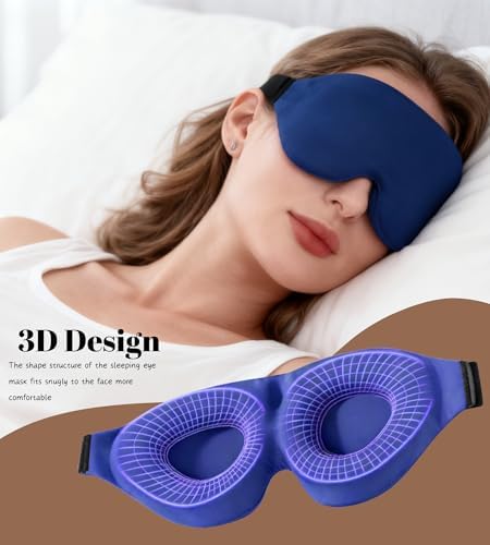 Sleep Mask for Women Men Comfortable Blockout Soft 3D Padded Eye Mask for Sleeping Side Sleeper Friendly Royal Blue - Image 2