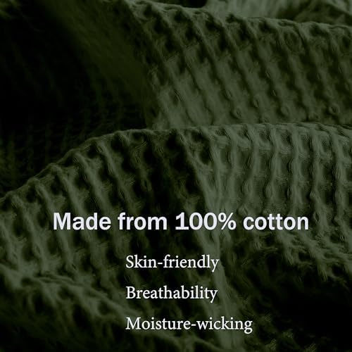 100% Egyptian Cotton Waffle Weave Throw Blanket for Bed Couch Sofa Home Decor, Soft Lightweight Bed & Couch Blanket for All Seasons (Olive Green - King Size - 104 * 90") - Image 2