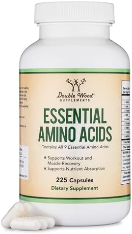 EAA Capsules, BCAAs, All 9 Amino Acids, Workout + Muscle Recovery, 225 Ct by DoubleWoodSupplements