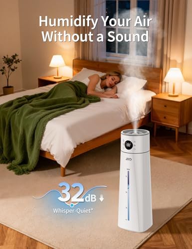 JRD Humidifier Large Room 8L/ 2.1Gal, Ultrasonic Cool Mist for Bedroom, Quiet Humidifier with Remote Control, 10 Mist Modes, 24H Timer, Night Light, AI Mode, 40H Run for Home Office（Grey） - Image 7