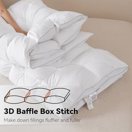 SNOWMAN Premium Down Comforter Queen, Fold White Duvet Insert All Season - Image 3
