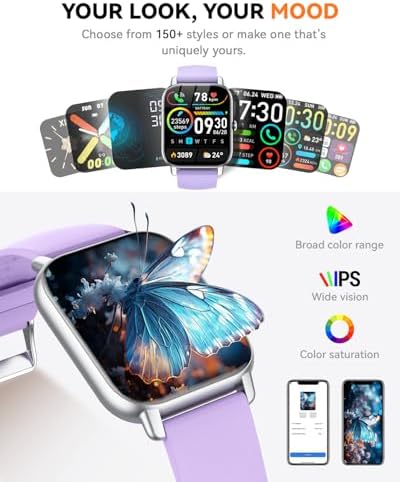 Smart Watches for Men Women, Fitness Tracker with Activity Counter/Sleep Monitor, IP68 Waterproof Smart Watch for Android iPhone iOS Compatible (Lavender, 1.83) - Image 5