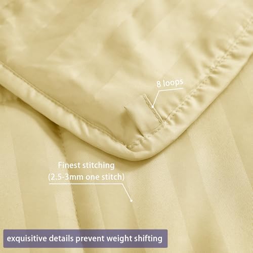 Weighted Blanket for Adults (15 lbs, 60" x 80", Mustard yellow Stripes) Heavy Blanket for Sleeping Perfect for 140-160 lbs, Queen Size Breathable Blanket with Premium Glass Bead, Machine Washable - Image 5