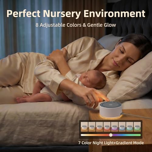 Kipcush White Noise Machine for Baby & Adults, 30 Soothing Sounds, Sleep Sound Machine with 8 Color Night Light, Memory Function, White Noise for Sleeping, Nursery, Office, Travel & Relaxation - Image 4