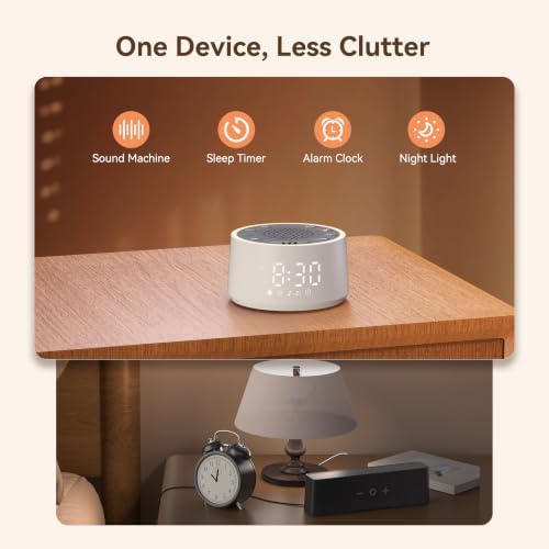 Dreamegg Sound Machine with Nursery Lamp - Sound Machine Baby, Soothing Sounds, Timer, Memory Function, 10 Colour Night Light, White Noise Machine Alarm Clock for Newborn Baby Registry Gift, White - Image 2