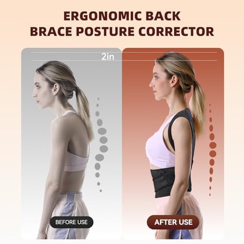 Posture Corrector Back Brace for Men and Women, Adjustable Full Back Support for Posture Improvement & Pain Relief, Shoulder Straightener for Spine Alignment & Posture Correction, Size S(24-30.3 in) - Image 2