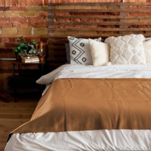 Arcturus Tahoe Wool Bed Blanket | Soft, Breathable Wool Blanket for Year-Round Comfort - King Size (90"x 108") | Thick & Washable (Camel) - Image 3