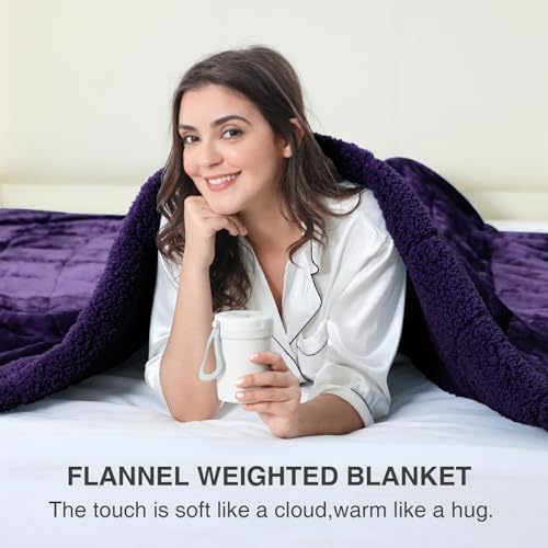 Aemicion Weighted Blanket Queen Size 15lbs,Dual Sided Cozy Fluffy Sherpa Heavy Weighted Blankets for Adults,Ultra Fuzzy Throw Blanket with Soft Plush Flannel Top,60 x 80 inches Purple on Both Sides - Image 4