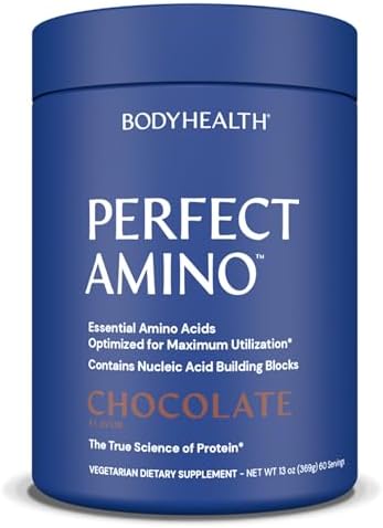 BodyHealth PerfectAmino Powder - BCAA and EAA Powder for Pre and Post Workout - Amino Acid Energy Drink for Men and Women to Support Lean Muscle and Recovery - Chocolate - 60 Servings by BodyHealth