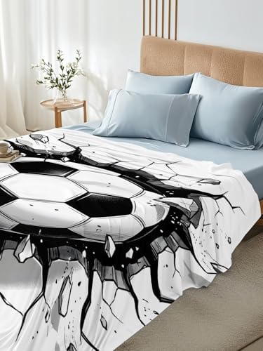 King Flat Sheet 3D Sports Flat Sheets Only Soft Breathable Microfiber Bedding Top Sheets Luxury Hotel Quality Soccer Break Through Wall King Bed Sheet for All Season Bedroom Dorm Home Decor - Image 4