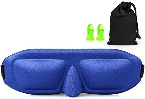 Sleep Eye Mask for Men Women 3D Contoured Cup, Concave Molded, Block Out Light, Molded Soft Comfort Eye Shade with Adjustable Strap (Blue, X-Small) by AMAZKER