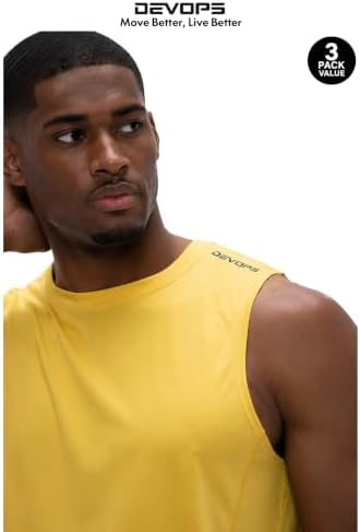 DEVOPS 3 Pack Sleeveless Men's Muscle Shirts Dry Fit Tank Top Gym - Image 2
