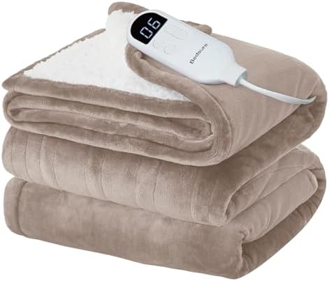 Bedsure Heated Blanket Twin Size, Soft Electric Blanket with Preheat, Taupe by Unknown