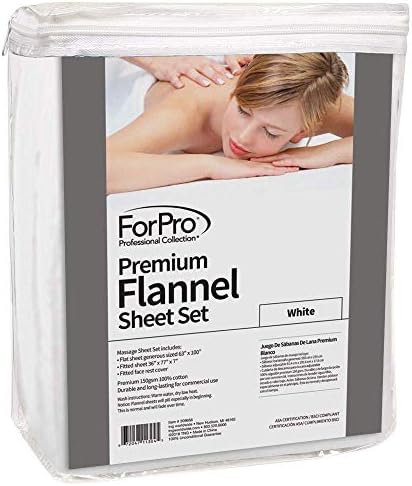 ForPro Premium Flannel 3-Piece Massage Sheet Set, White - Image 2