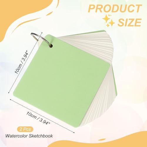 PATIKIL Mini Watercolor Sketchbook, 3.94 x 3.94 55 Sheets/110 Pages Portable Square Travel Watercolor Notebook 230GSM (107lb) Detachable Painting Sketch Book Art Sketchbook, Green - Image 2