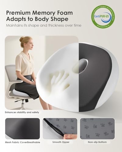 FLORICH Large Car Seat Cushion for Long Sitting, Ergonomic Memory Foam Driving Seat Cushion for Back & Sciatica Pain Relief, Non-Slip Washable Seat Cushion for Car, Driver, Office - Image 3