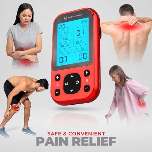 NEOCARBON TENS Unit Muscle Stimulator Pro for Back Pain Relief, Red - Image 2