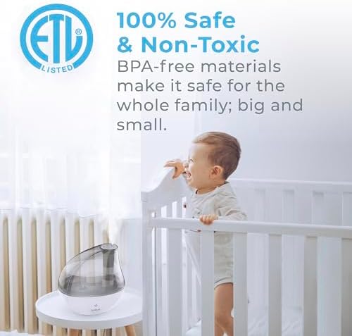 Pure Enrichment MistAire Silver Ultrasonic Cool Mist Humidifier for Bedroom, Office, Nursery & Indoor Plants - Lasts Up to 25 Hours, Whisper-Quiet Operation, Optional Night Light, & Auto Shut-Off - Image 6