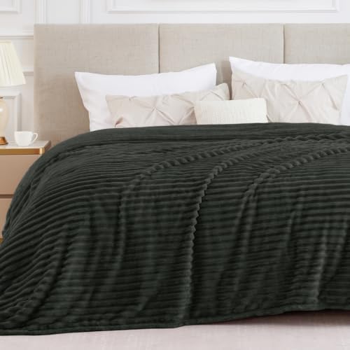 BEDELITE Ribbed King Size Blanket for Bed, Charcoal Grey, 108"x90" - Image 3