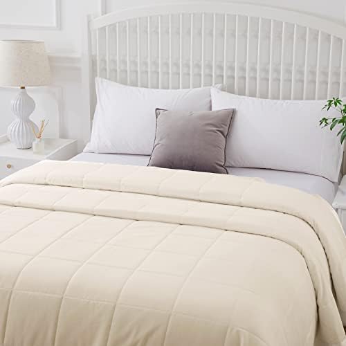 COMFLIVE Queen Down Alternative Blanket - Lightweight Satin Trim, Beige - Image 6