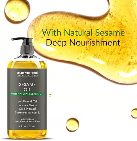 Majestic Pure Sesame Massage Oil, Nourishing Carrier Oil, 8 Fl Oz - Image 2