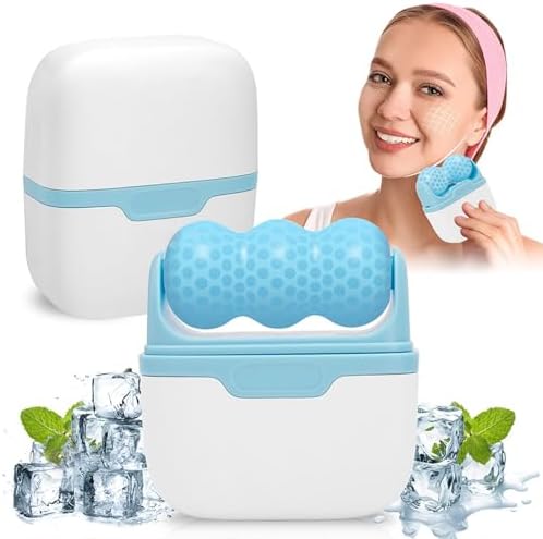 Semme Ice Roller for Face and Body, Dual Head Facial Ice Roller with Cooling Effect, Portable Skin Care Tool for Dark Circles Puffiness Wrinkles, Includes Carrying Case (Blue) - Image 2