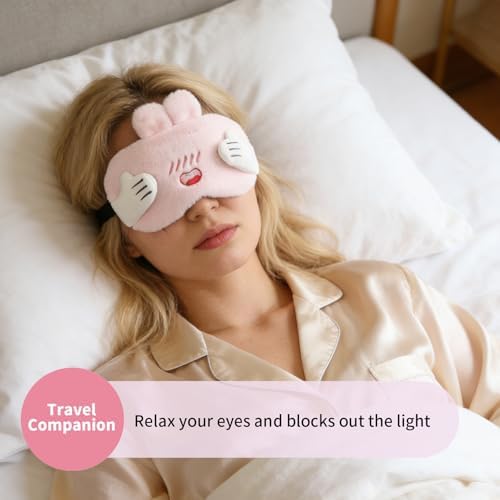 PERFECTSIGHT Sleep Eye Masks, Cute Bunny Sleep Eye Cover Lightweight Adjustable Eyeshade Mask Cover for Women KDS Sleep Travel Nap, Hide and Seek - Image 3