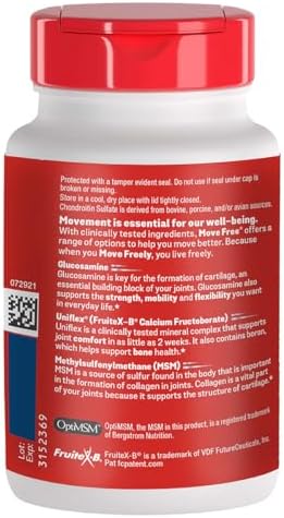 Move Free Advanced Plus MSM Coated Tablets, Joint Health Supplement with Glucosamine and Chondroitin, 120 Count, Pack of 2 - Image 4