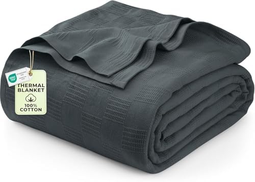 Utopia Bedding Smoke Gray 100% Cotton Blanket [Twin Size - 90x72 Inch] Lightweight, Soft and Breathable Thermal Blanket for All Seasons (Pack of 10) by UTOPIABEDDING
