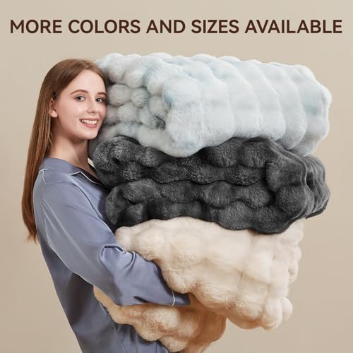 Anysay Faux Fur Throw Blanket, 1000GSM Fluffy Soft Bubble Blanket 80''*90'' - Image 7