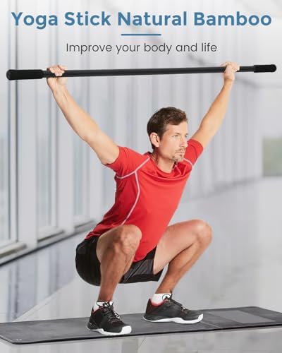 P Polerden Yoga Stick, 5ft Exercise Stick for Mobility, Stretching Stick with Non-Slip Ends, Exercise Dowel for Pilates, Balance Pole and Stretch Bar for Stretching Equipment - Image 2