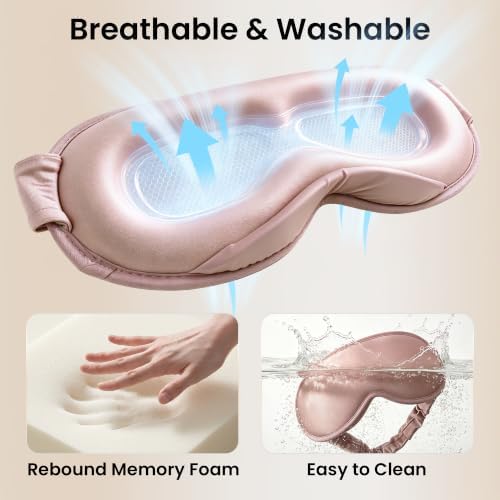 Weighted Eye Mask for Sleep, 3D Blackout Sleep Mask for Women Men, Pink - Image 6