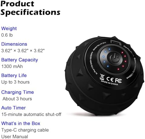 5-Speed Vibrating Massage Ball: Silicone Electric Massager with Auto Shut-Off, Physical Therapy Ball for Fitness, Mobility, and Relaxation, Wellness Gift (Black) - Image 5