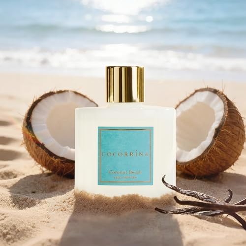COCORRÍNA Reed Diffuser - Coconut Beach 6.7 fl oz Reed Diffuser with Sticks, Home Bedrrom Bathroom Shelf Decor - Image 3