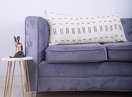 Trade Star 100% Cotton Pillow Cover Mudcloth Rustic Luxurious Lumbar Back Rest Cover for Bedding Large Modern Handwoven Cushion Case for Farmhouse Decor (Ivory Blossom 14X36 INCHES) - Image 4