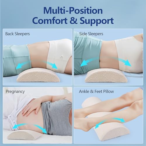 Cozyhealth - 2.95" H*18.7" L - Soft Small Lumbar Pillow for Sleeping, Memory Foam Back Lumbar Support Cushion for Lower Back Pain Relief Bed Waist Sleep Support Pillow for Side, Back (White, Small) - Image 7